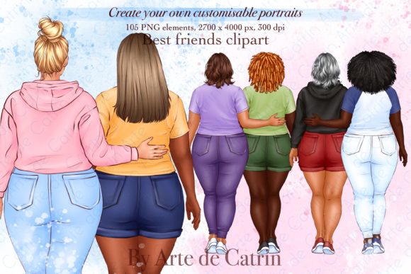 Best Friends Clipart: Plus Size Women for Inclusive Design