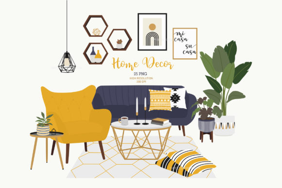 Boho Interior Design Clipart: Digital Assets for Creators