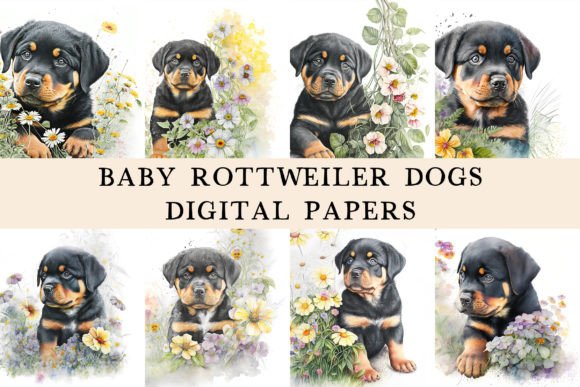 Charming Canine Designs with Baby Rottweiler Papers