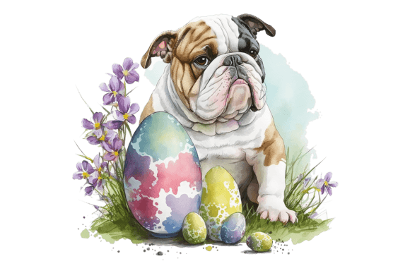 Charming Easter Designs with Bulldog Pup Easter Eggs