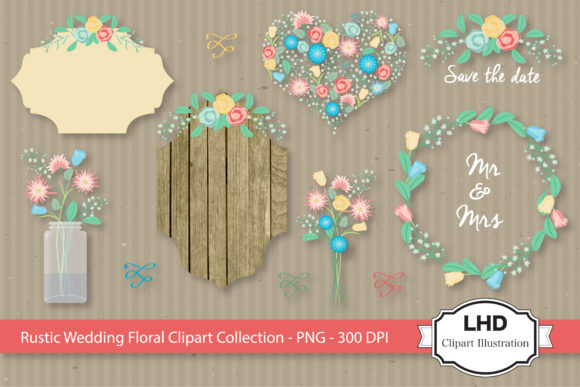 Charming Rustic Wedding Clipart: Floral Design Elements