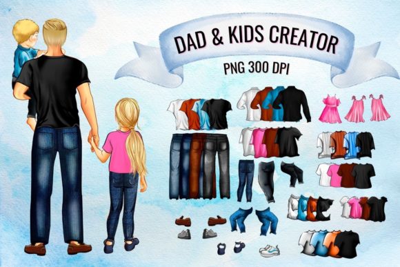 Designing with Heart: The Dad & Kids Family Creator Clipart