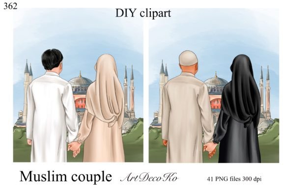 Designing with Heart: The Versatility of Muslim Couple Clipart