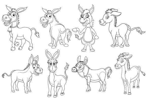 Donkey Clip Art Digital Stamp Set-2: Charming Assets for Creators