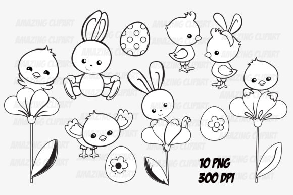 Easter Clipart for Digital Stamps and Crafts