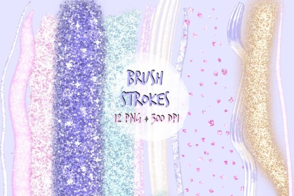 Purple Glitter Brush Strokes: Creative Design Assets