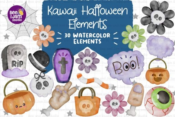 Spooky & Sweet: Elevate Your Projects with Halloween Elements Watercolor PNG