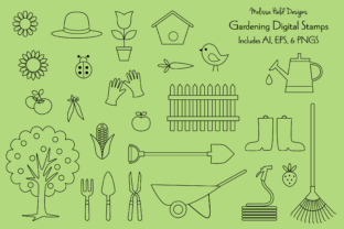 Unlock Creative Projects with Gardening Digital Stamps Clipart